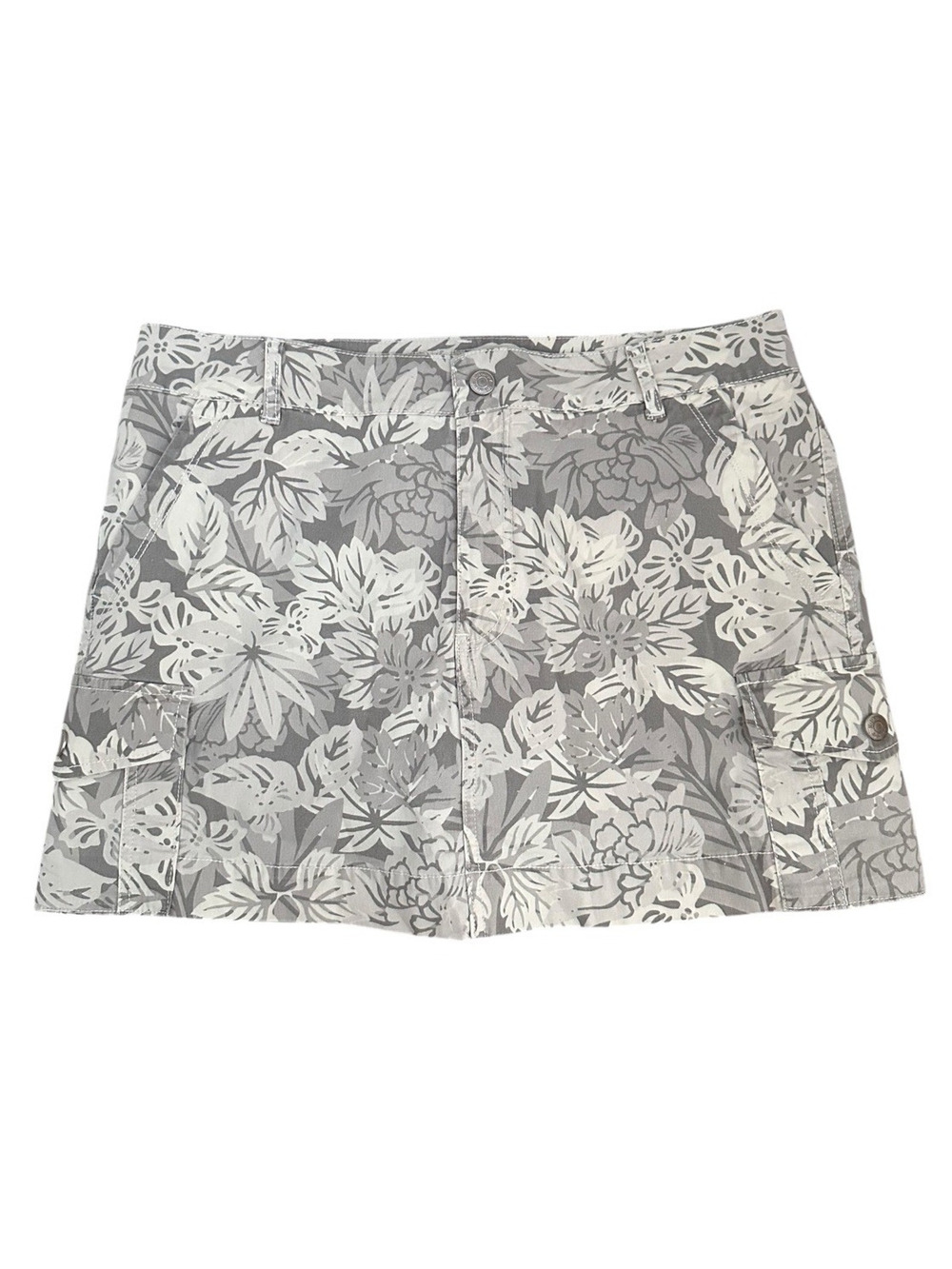 Vintage Kikit Gray Hawaiian Floral Mini Cargo Skort Y2K Size 12